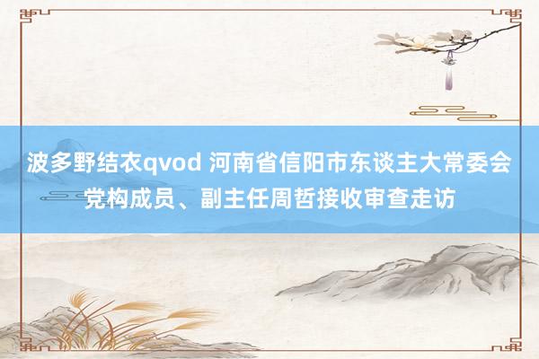 波多野结衣qvod 河南省信阳市东谈主大常委会党构成员、副主任周哲接收审查走访