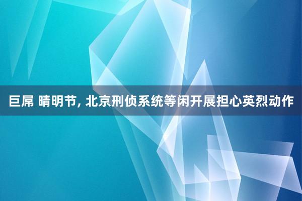 巨屌 晴明节, 北京刑侦系统等闲开展担心英烈动作